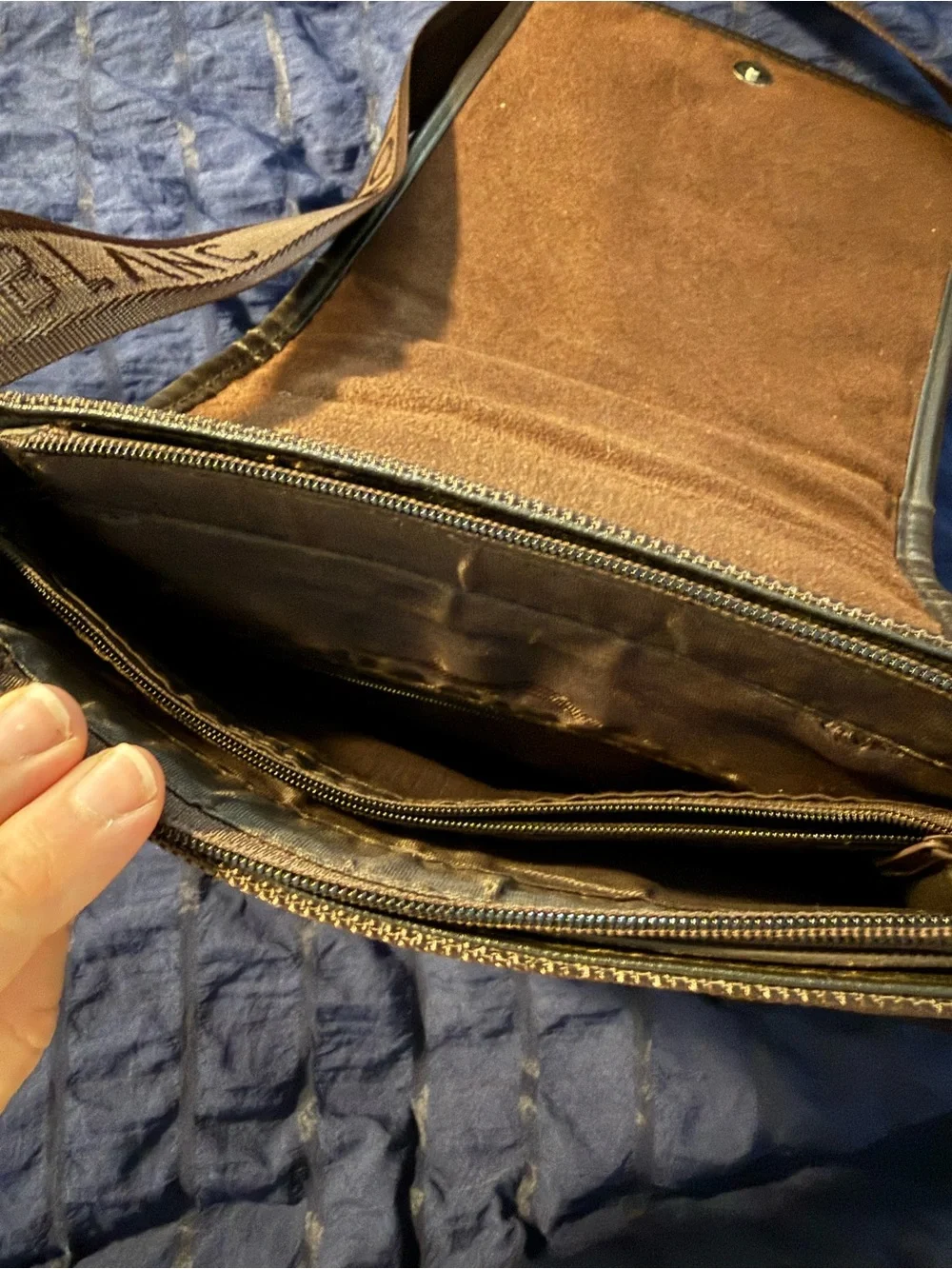 Montblanc Olive Green and Brown Men's Messenger Crossbody Bag